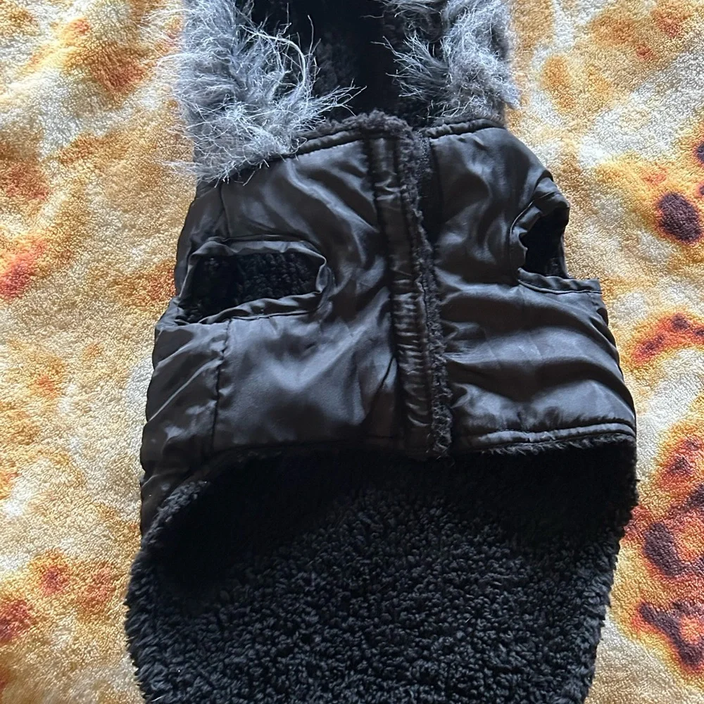 Black Hooded Dog Jacket - size medium